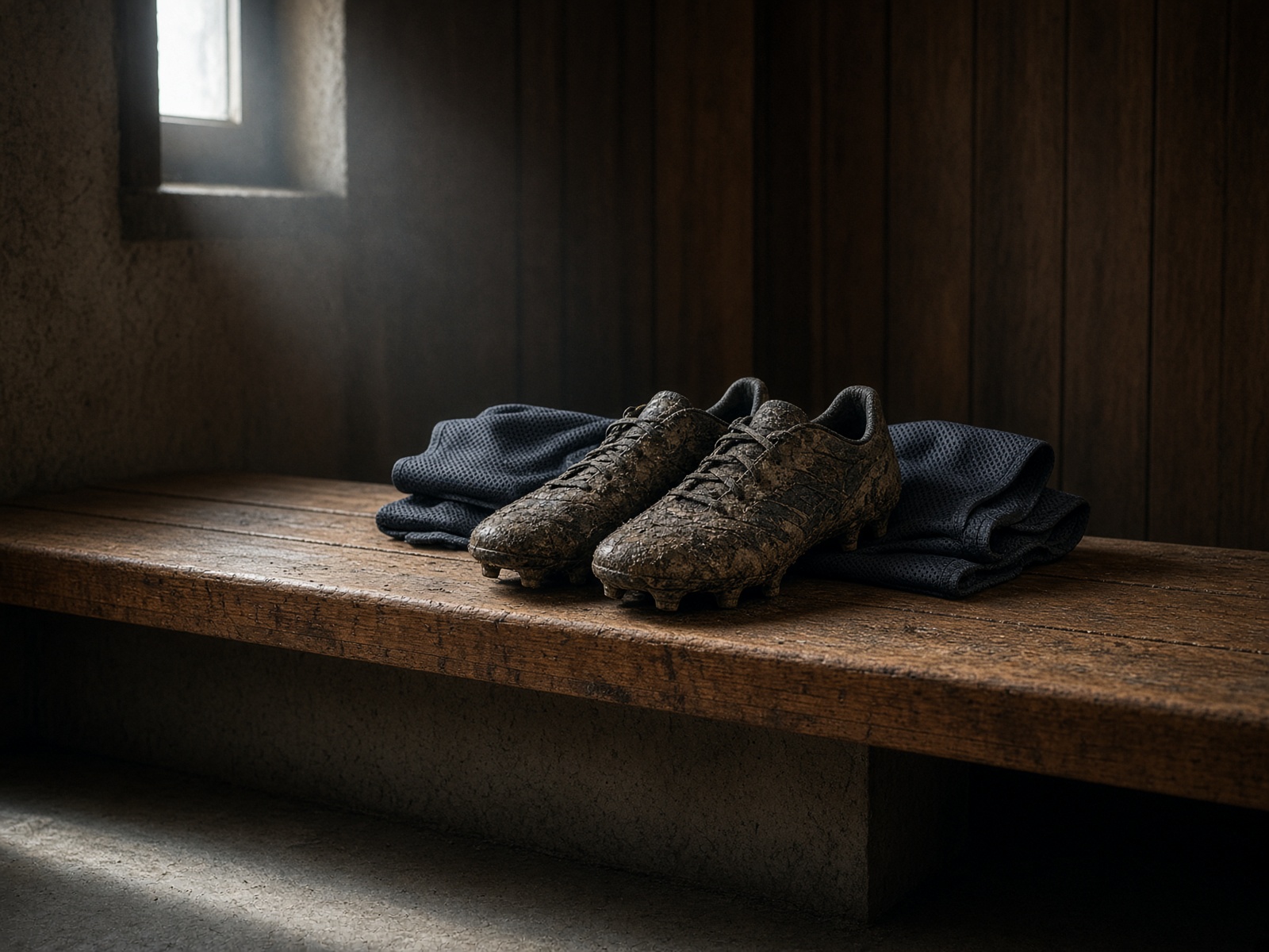 Training kit resting on a locker-room bench
